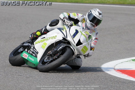 2009-05-09 Monza 0872 Supersport - Free Practice - Andrew Pitt - Honda CBR600RR
